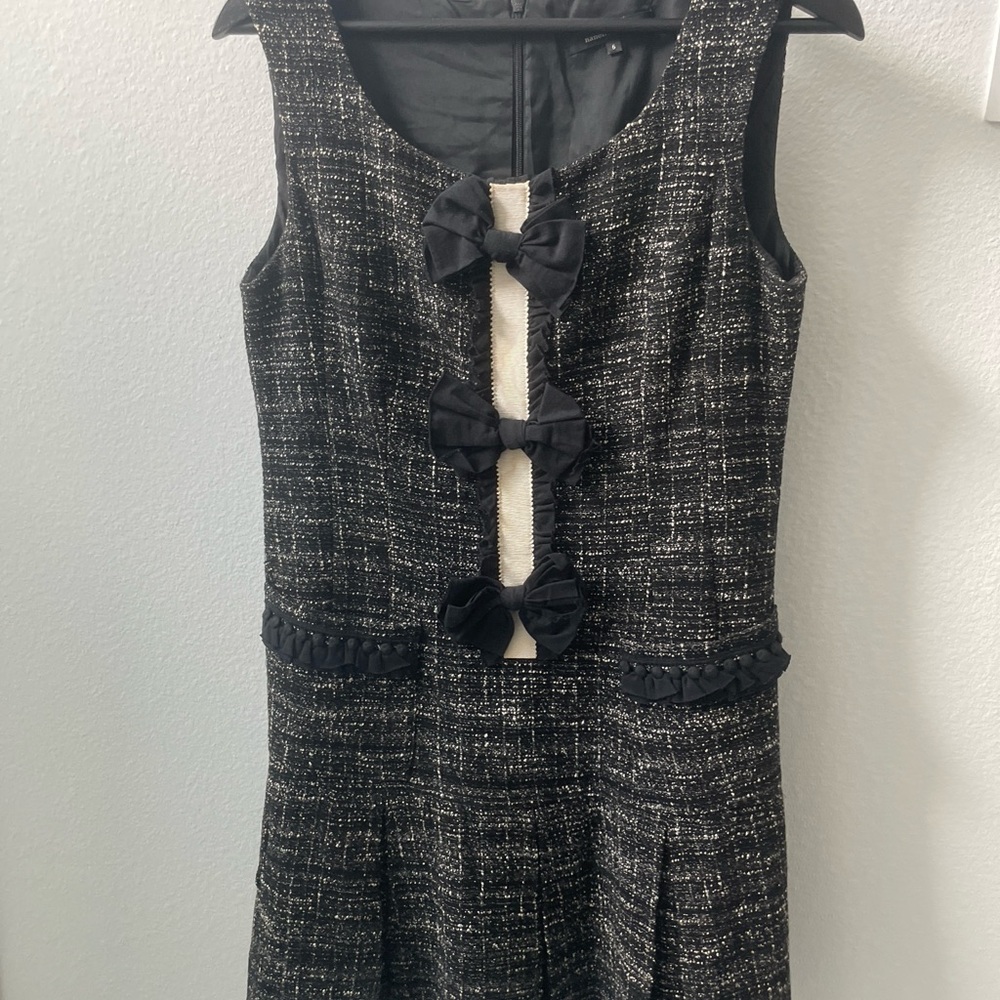 Nanette Lepore Black and White Sheath Dress with Cut Out Tie Front